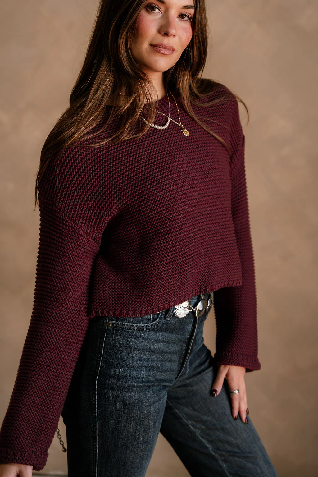Ashton Purple Knit Cropped Sweater - Image 5