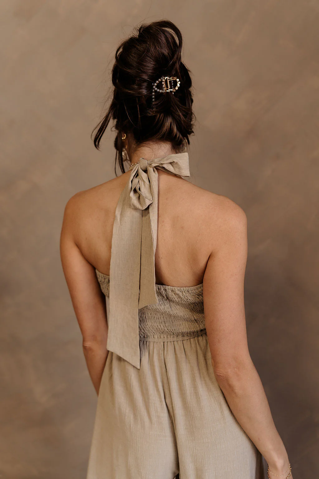 Ashton Taupe Halter Wide Leg Jumpsuit - Image 5