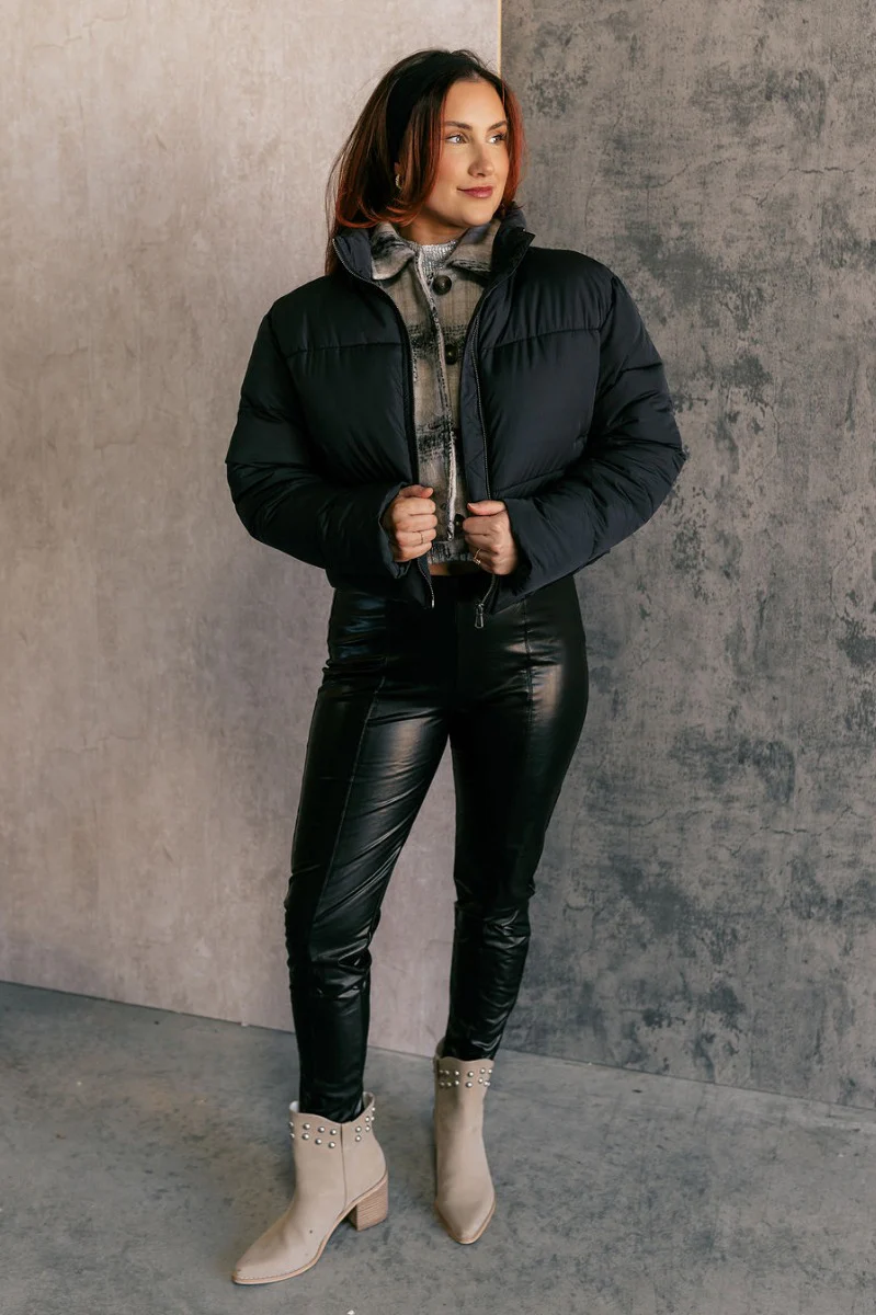Aspen Black Puffer Long Sleeve Jacket
