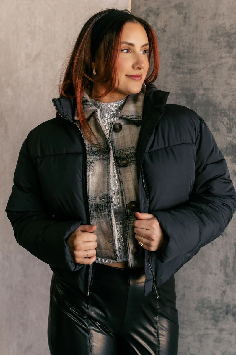 Aspen Black Puffer Long Sleeve Jacket - Image 3