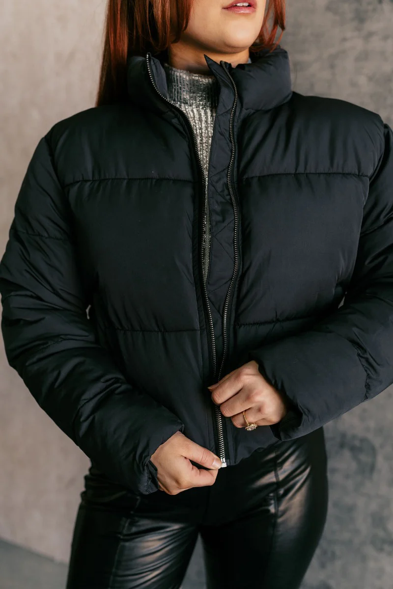 Aspen Black Puffer Long Sleeve Jacket - Image 4