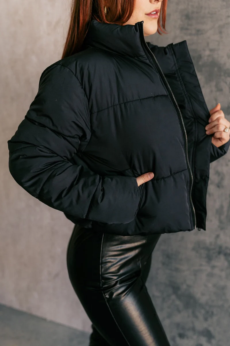 Aspen Black Puffer Long Sleeve Jacket - Image 6