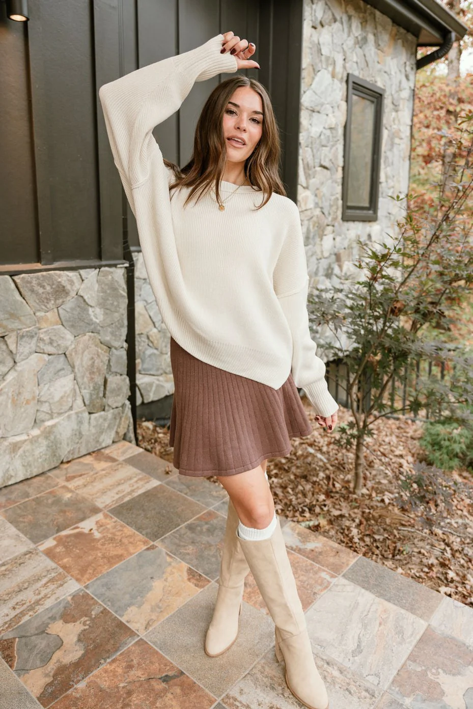 Aspen Cream Ribbed Knit Sweater - Image 5