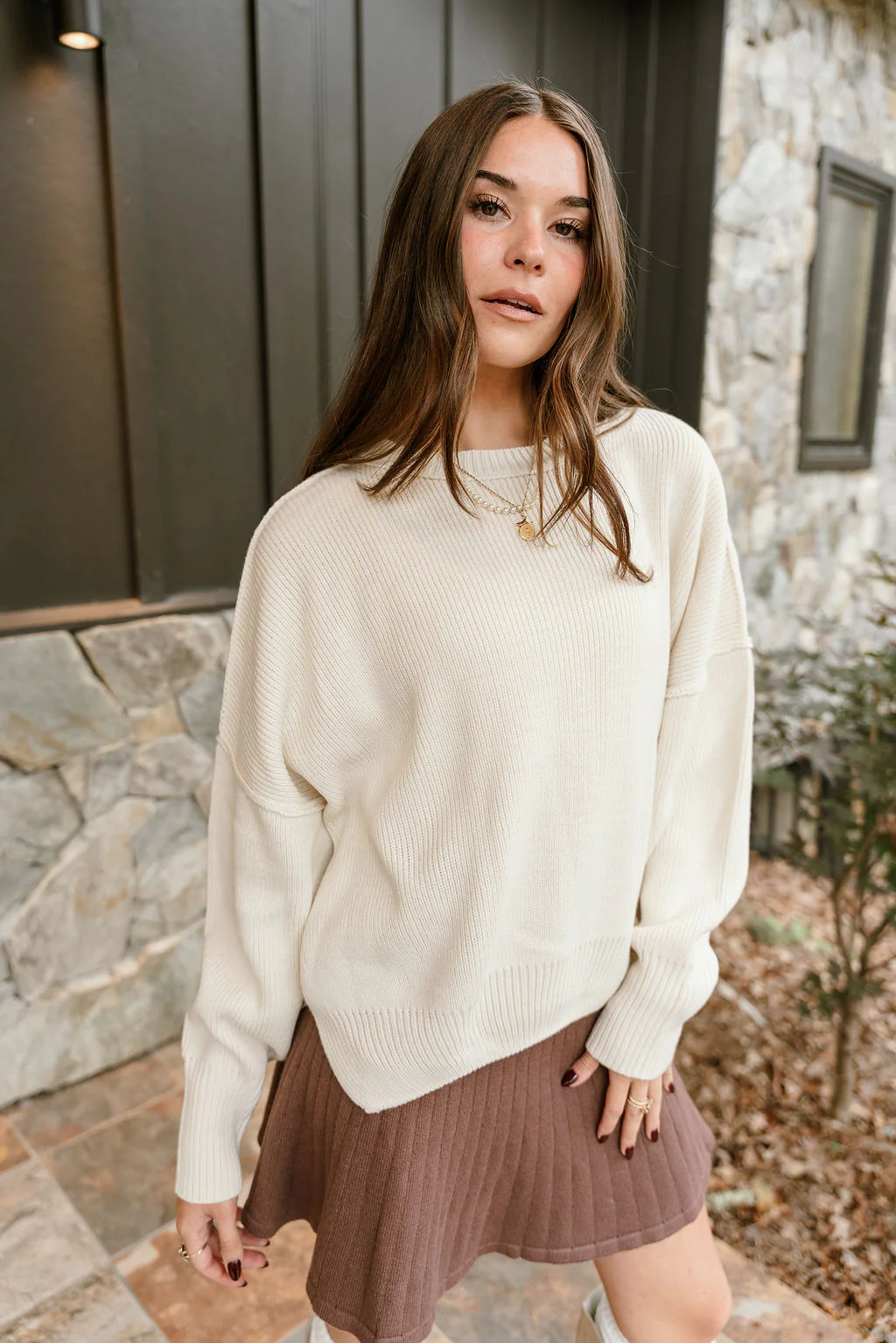 Aspen Cream Ribbed Knit Sweater - Image 7
