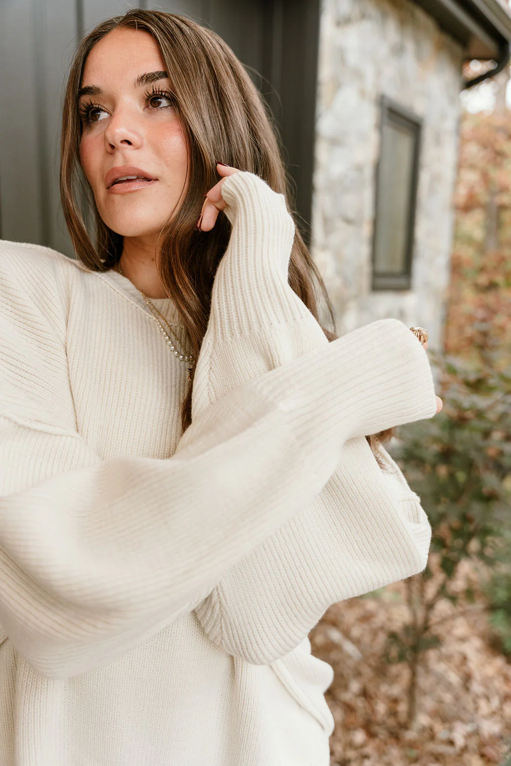 Aspen Cream Ribbed Knit Sweater - Image 8