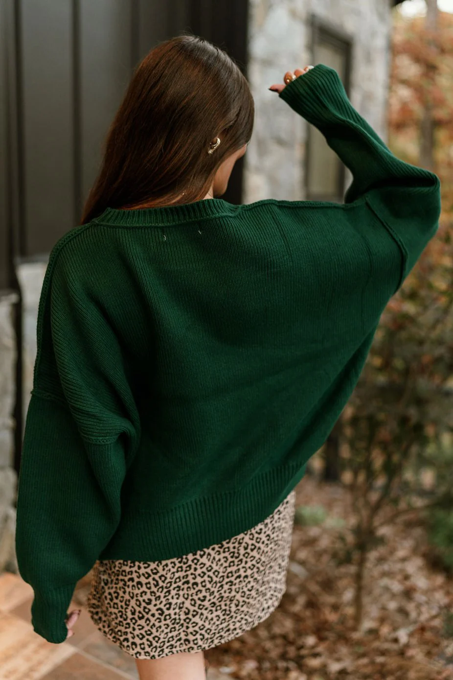 Aspen Dark Green Ribbed Knit Sweater - Image 5
