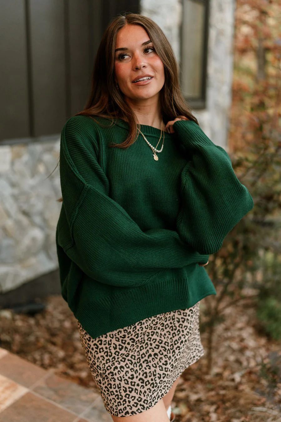 Aspen Dark Green Ribbed Knit Sweater - Image 9