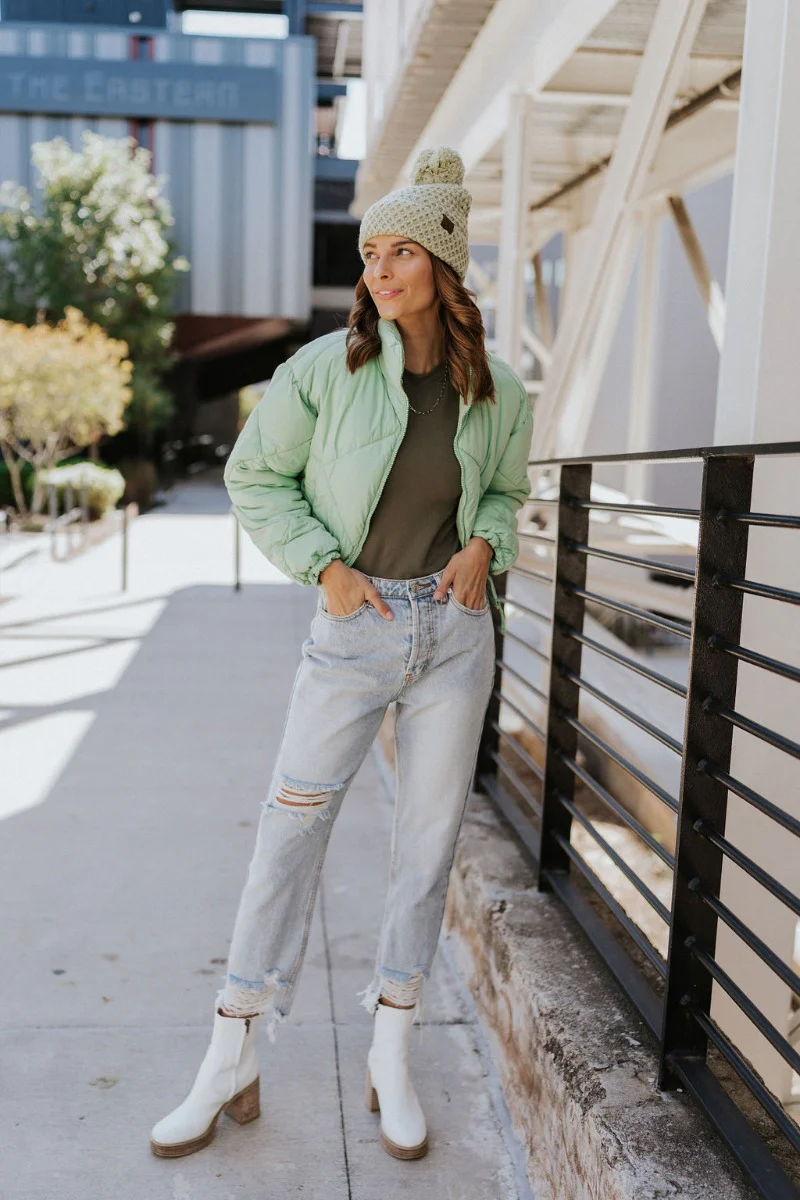 Aspen Puffer Jacket in Green - Image 2