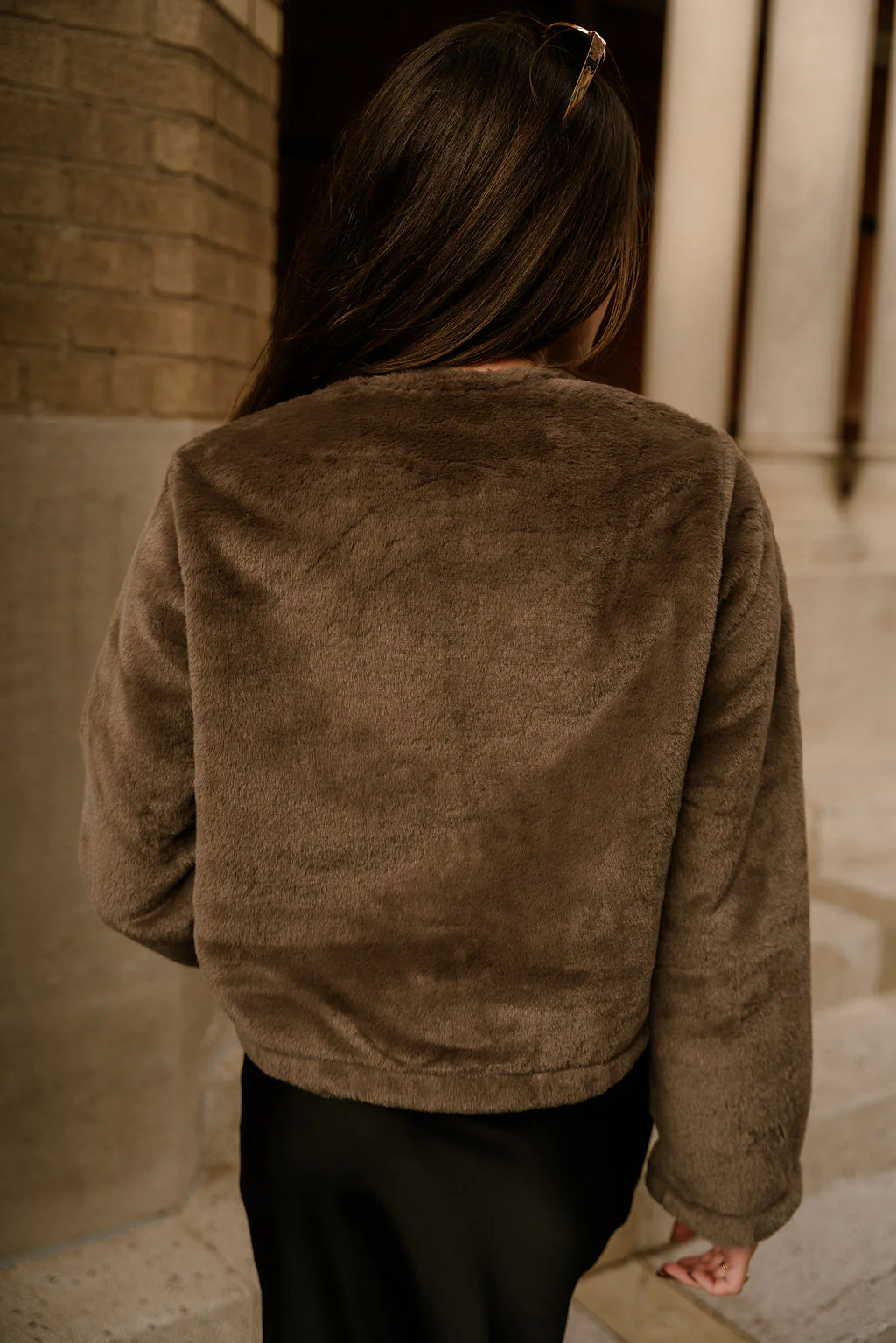 Aspen Taupe Faux Fur Jacket - Image 9