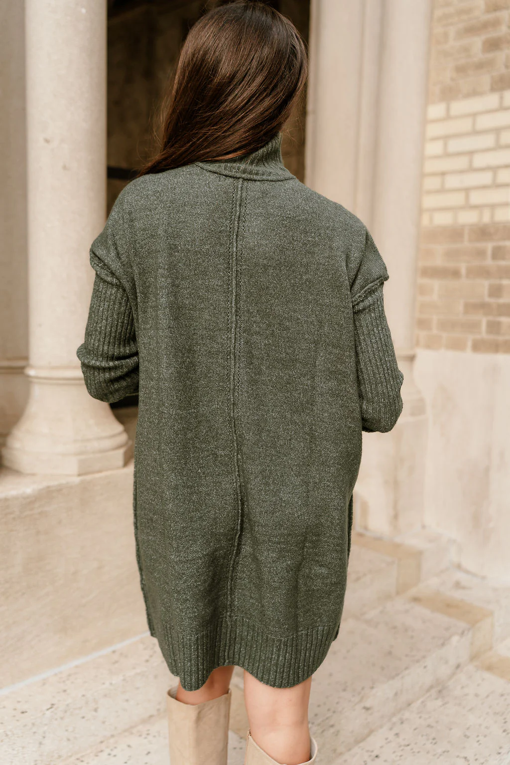 Aster Olive Green Mock Neck Sweater Dress - Image 9
