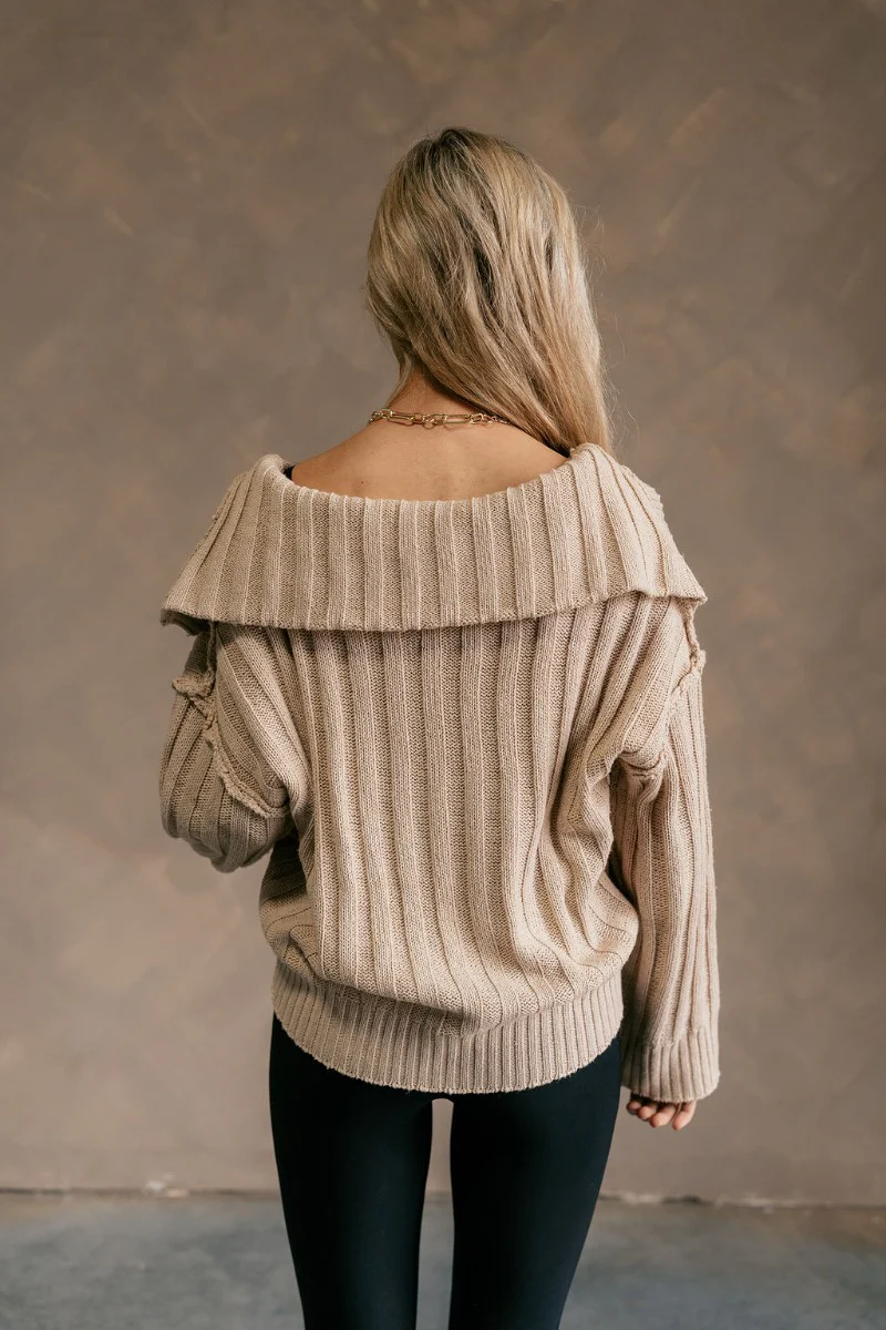 Astrid Beige Collared Sweater - Image 5