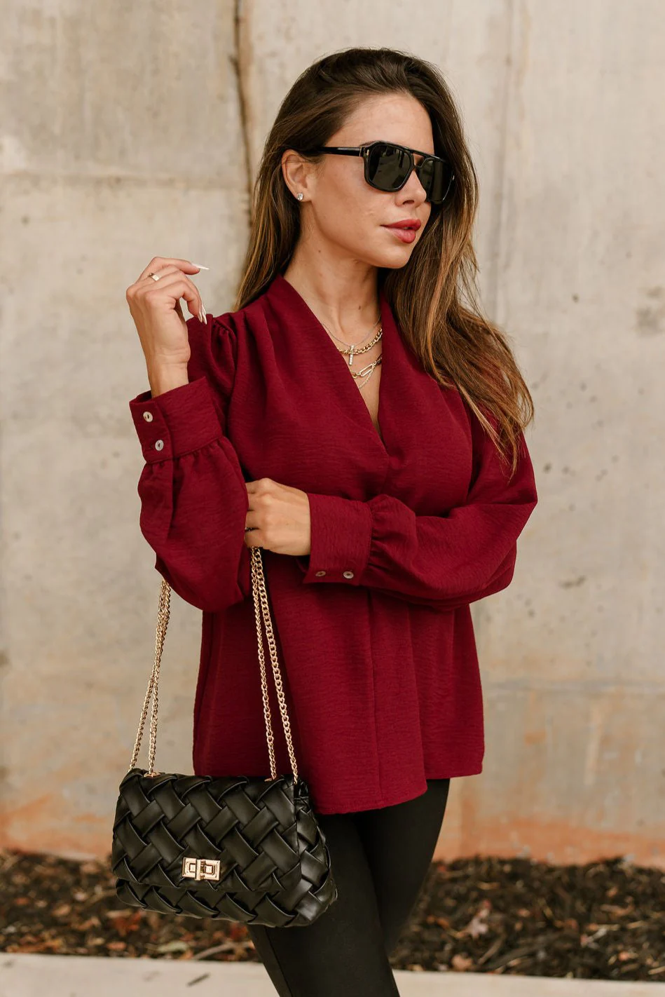Norah Burgundy Long Sleeve Top - Image 2