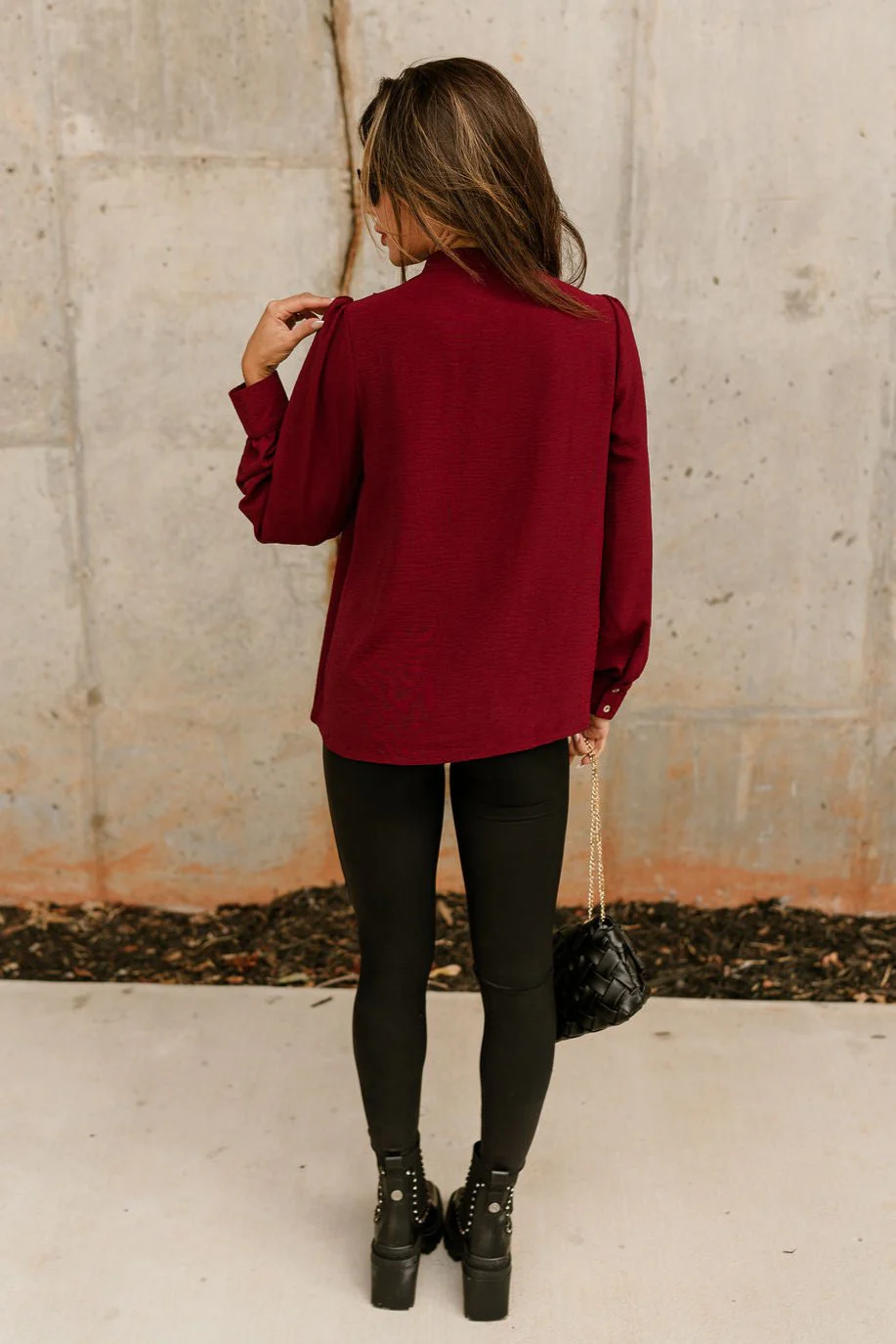 Norah Burgundy Long Sleeve Top - Image 6