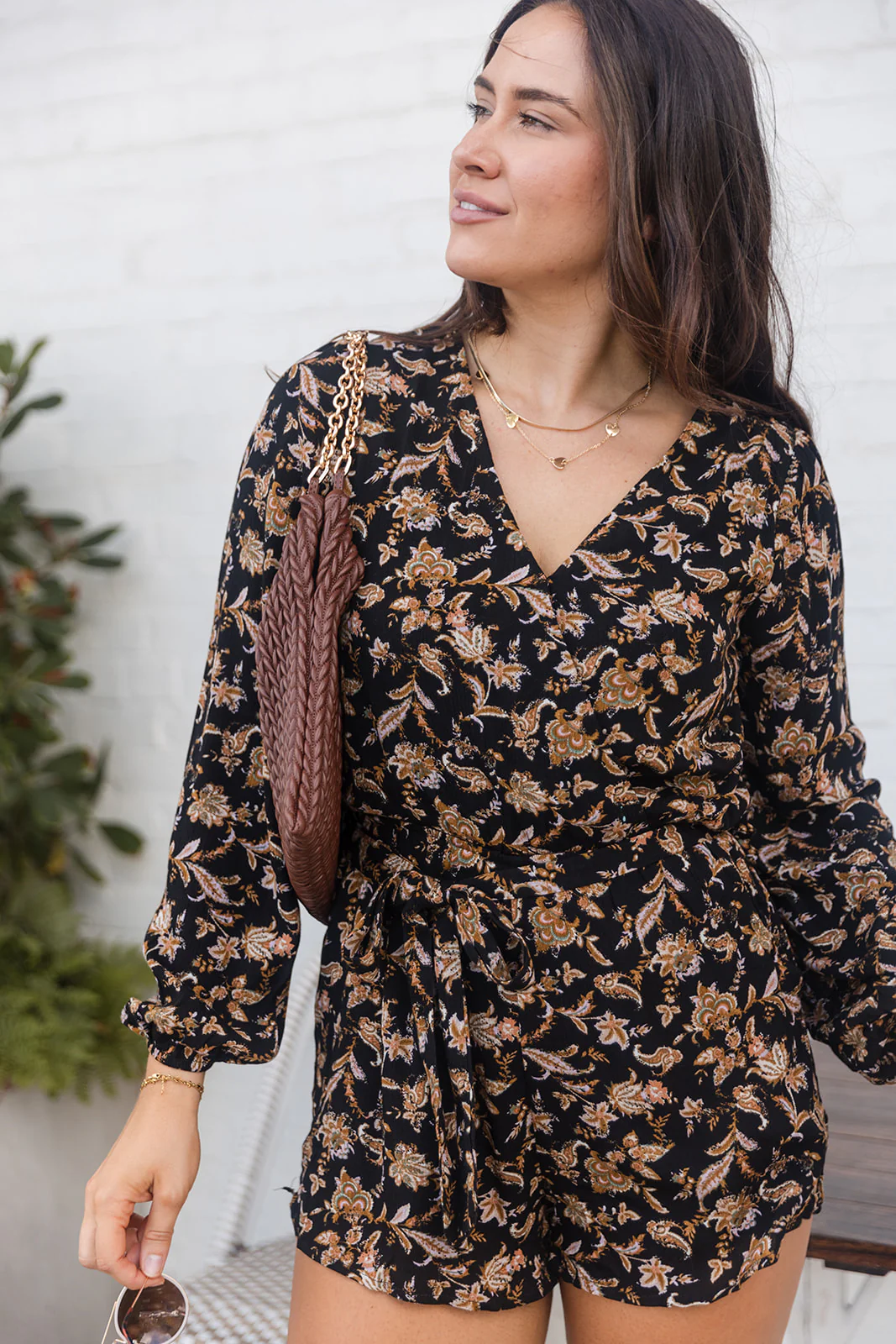 Athena Black & Brown Paisley Tie Romper - Image 7