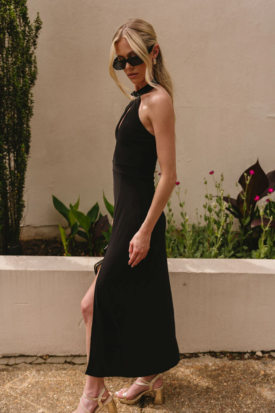 Athena Black Slit Maxi Dress - Image 10