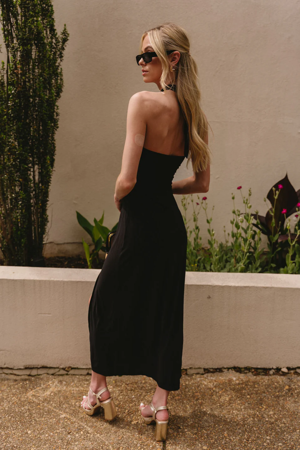 Athena Black Slit Maxi Dress - Image 12