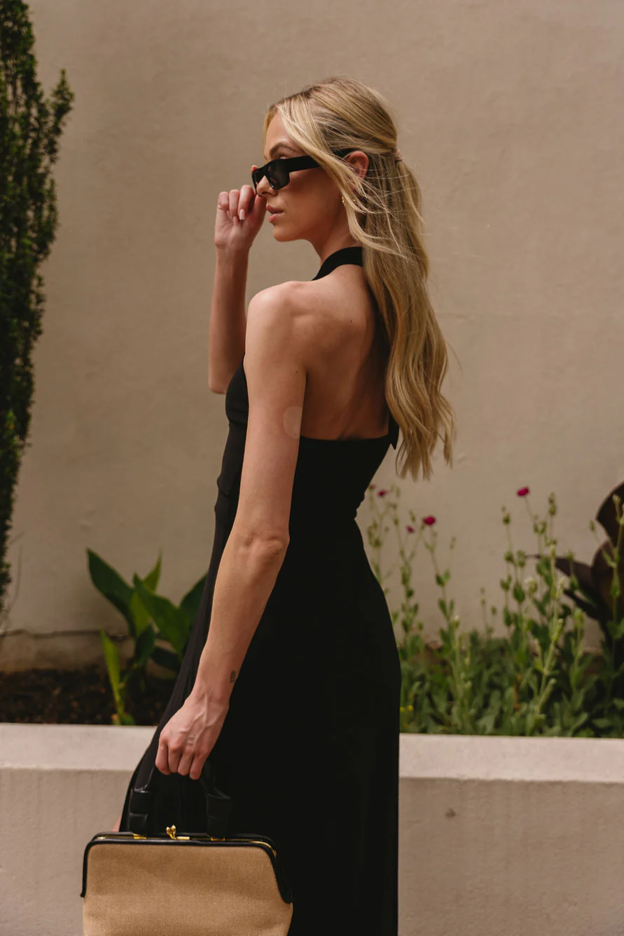 Athena Black Slit Maxi Dress - Image 4