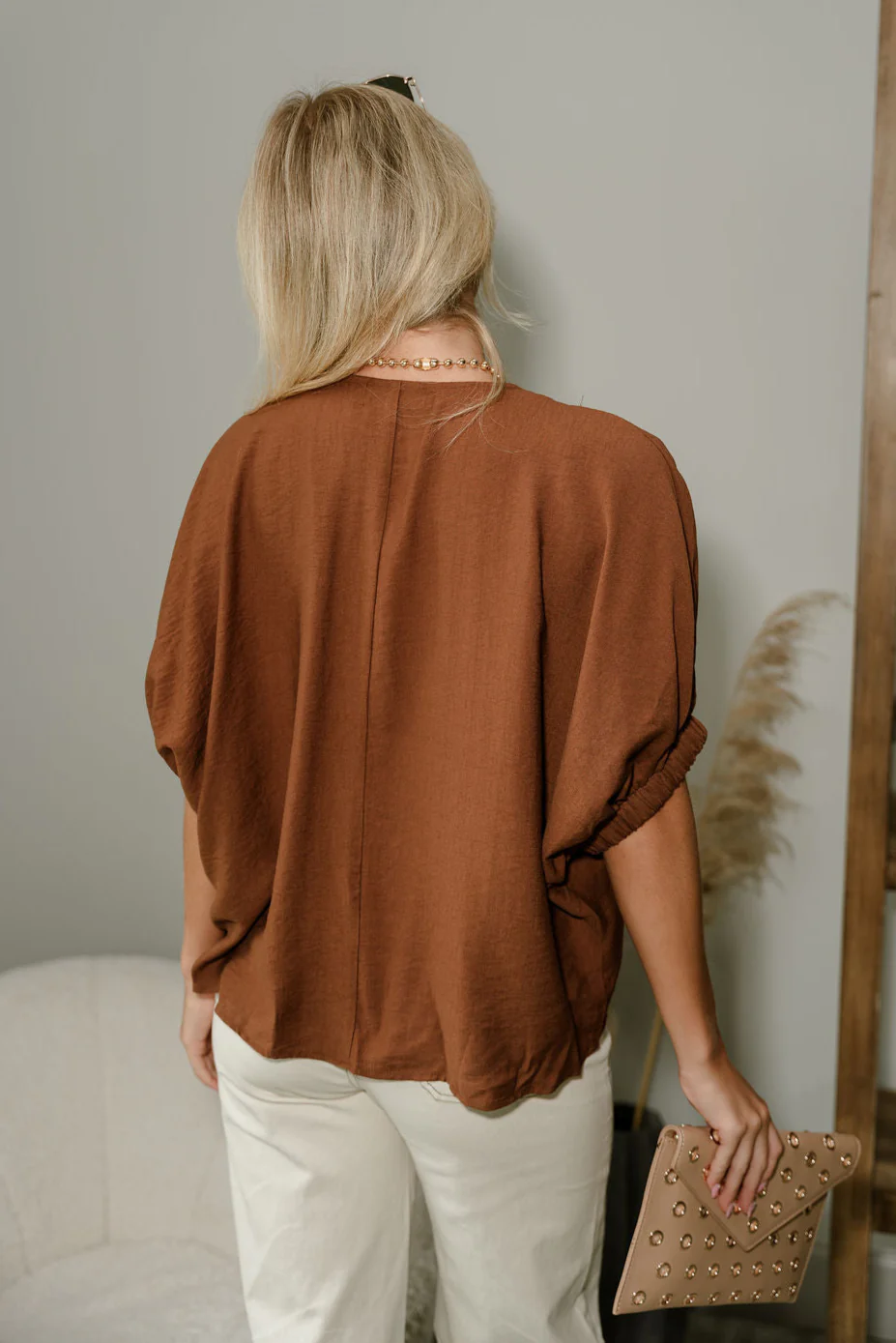 Aubrey Brown Braid Short Sleeve Top - Image 4