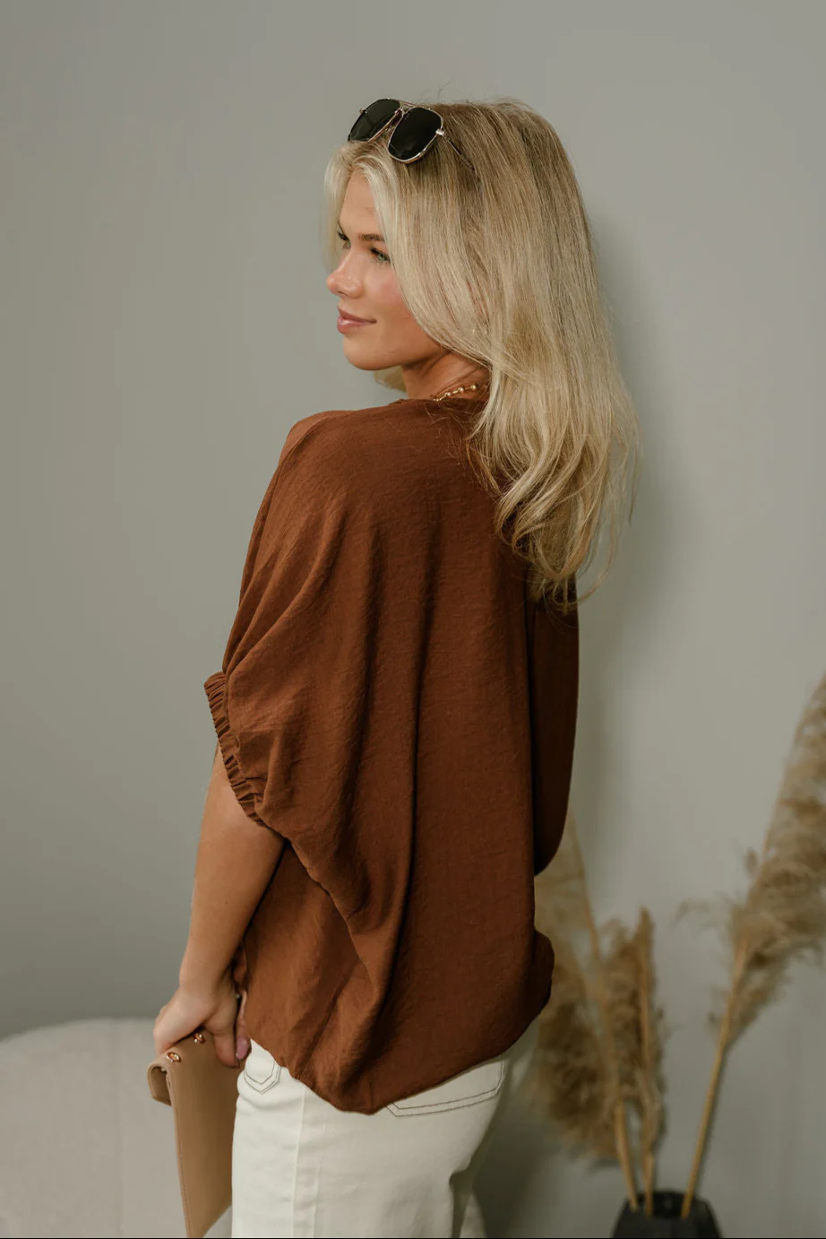 Aubrey Brown Braid Short Sleeve Top - Image 6