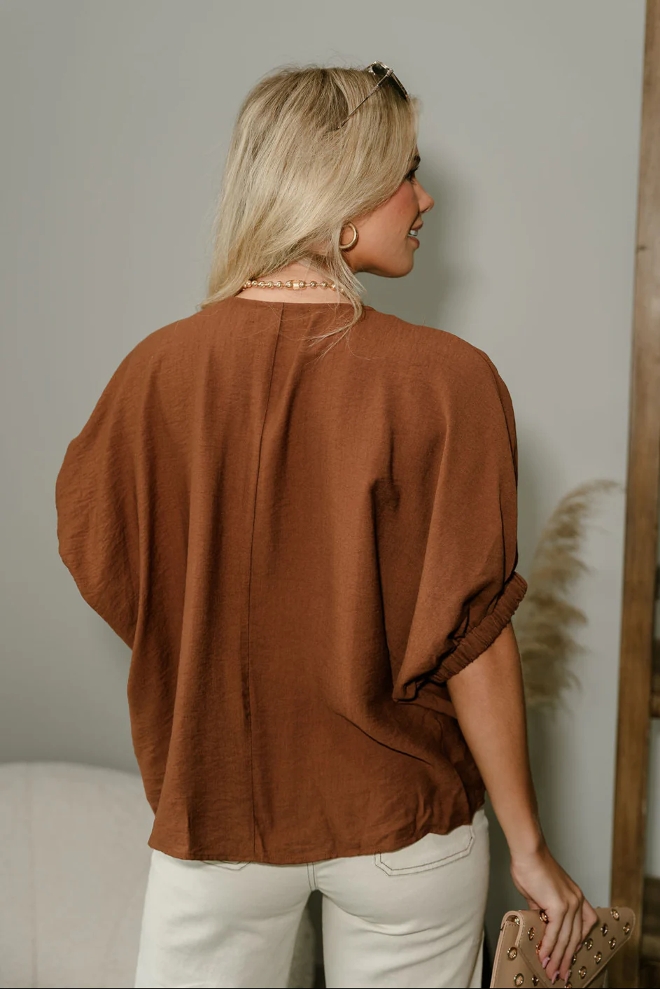 Aubrey Brown Braid Short Sleeve Top - Image 7