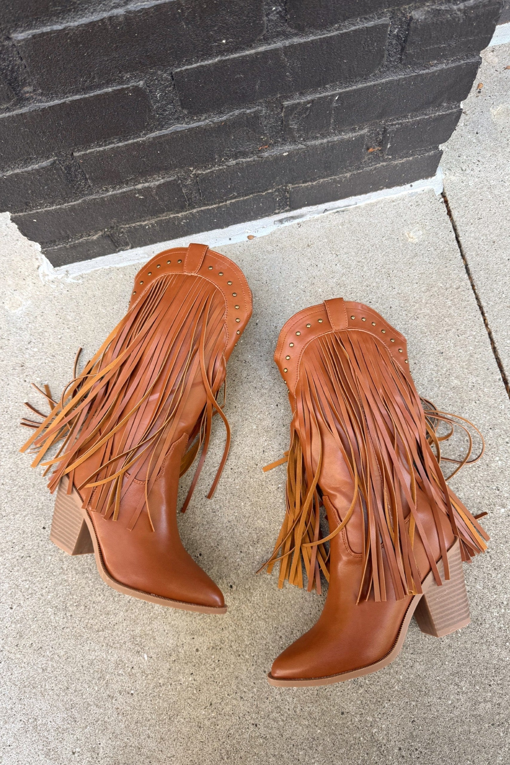 Aubrey Brown Fringe Western Tall Boot - Image 6