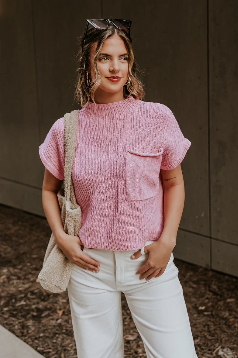 Aubrielle Pink Sleeveless Sweater
