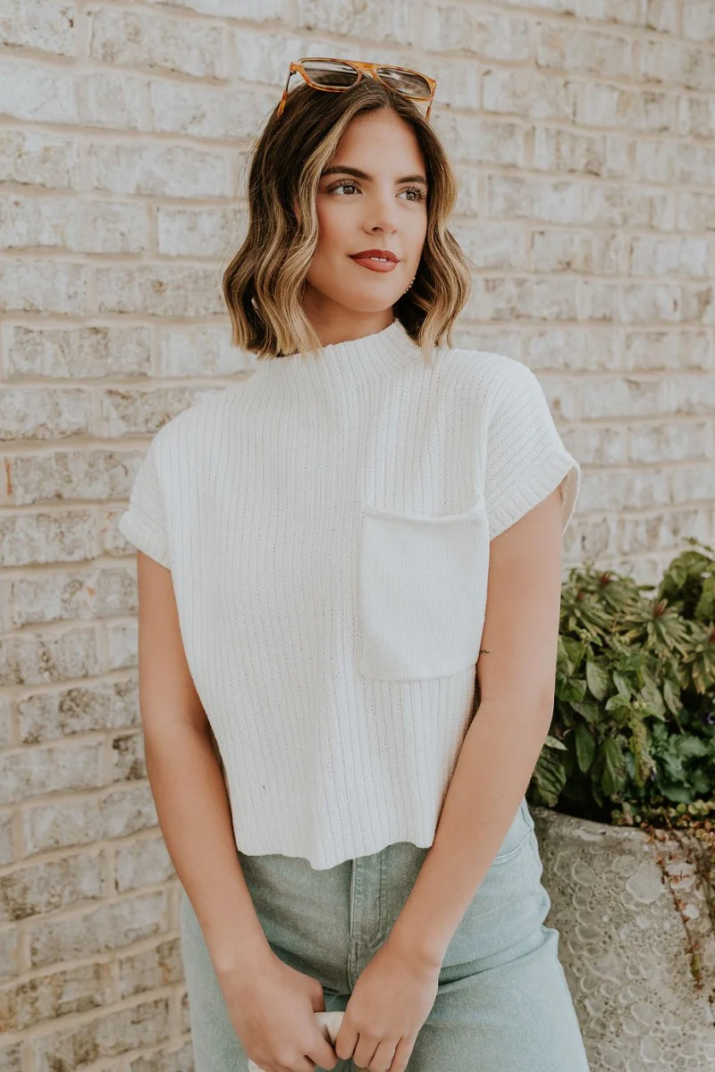 Aubrielle White Sleeveless Sweater