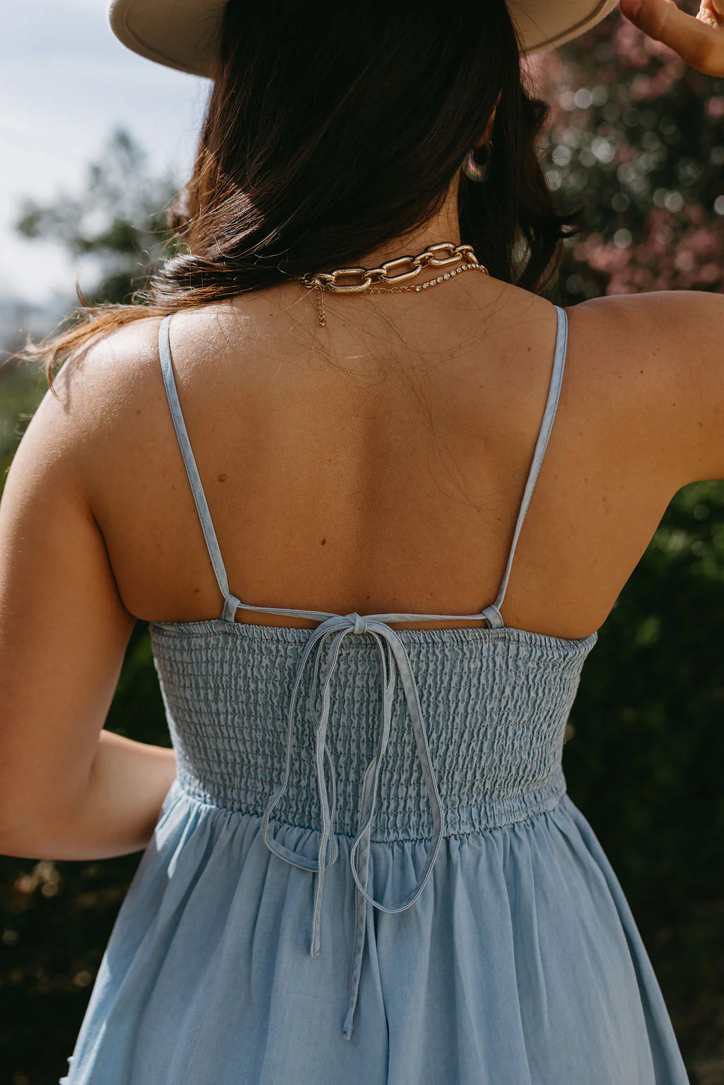 Audrey Chambray Ruffle Sleeveless Romper - Image 10