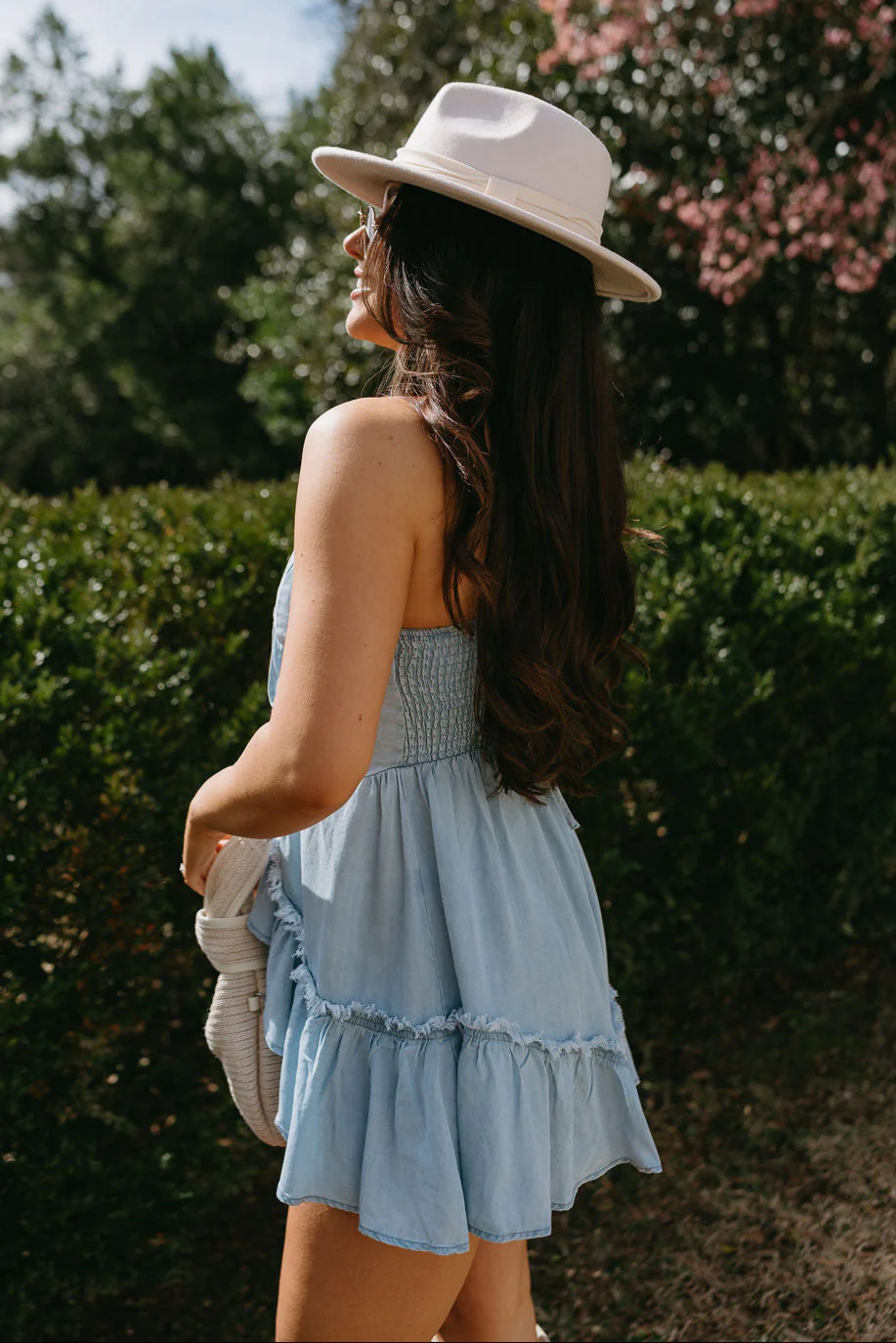 Audrey Chambray Ruffle Sleeveless Romper - Image 5
