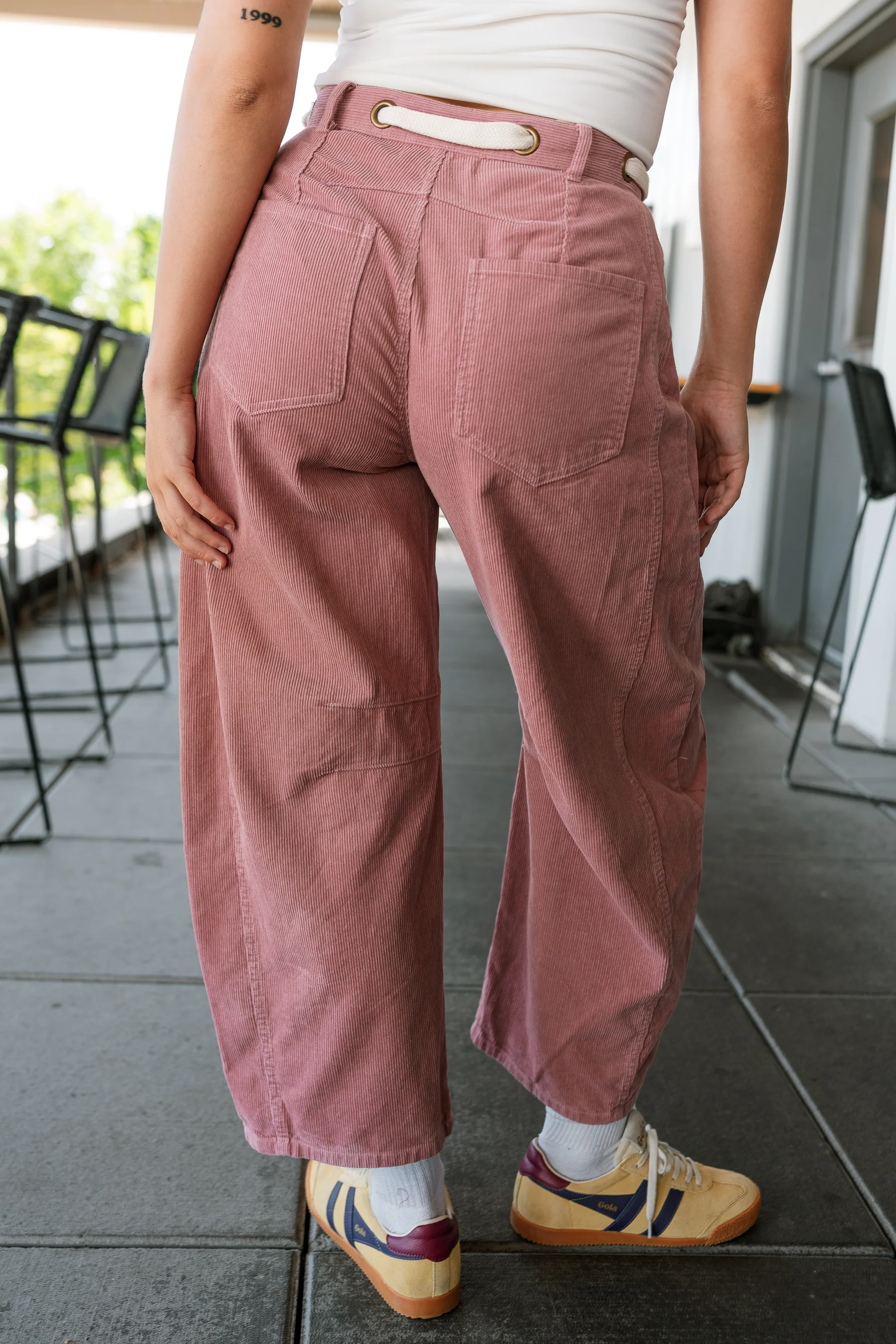 Audrey Mauve Wide Leg Corduroy Pants - Image 4