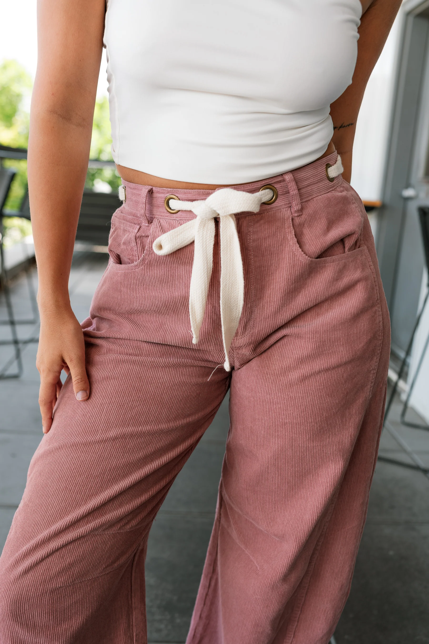 Audrey Mauve Wide Leg Corduroy Pants - Image 5