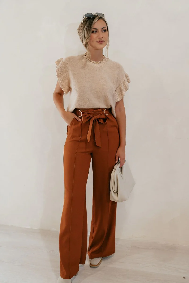 Audrey Rust Wide Leg Pants