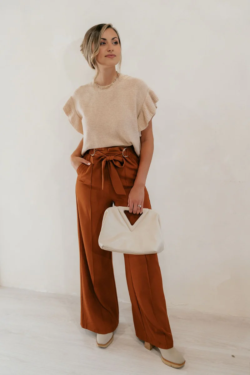 Audrey Rust Wide Leg Pants - Image 2