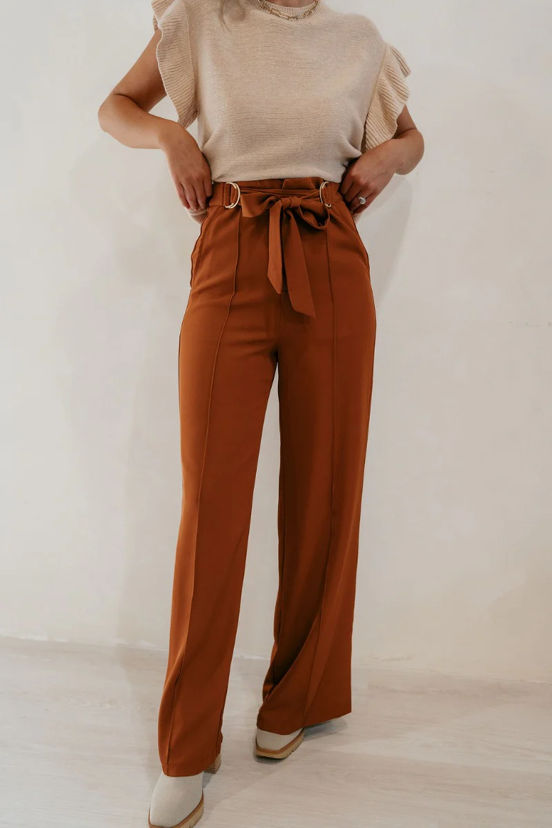 Audrey Rust Wide Leg Pants - Image 3