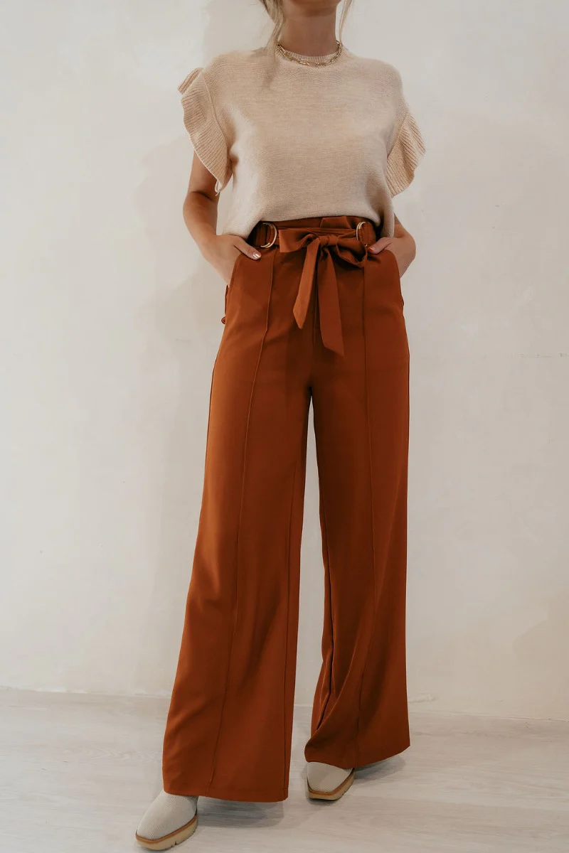 Audrey Rust Wide Leg Pants - Image 4