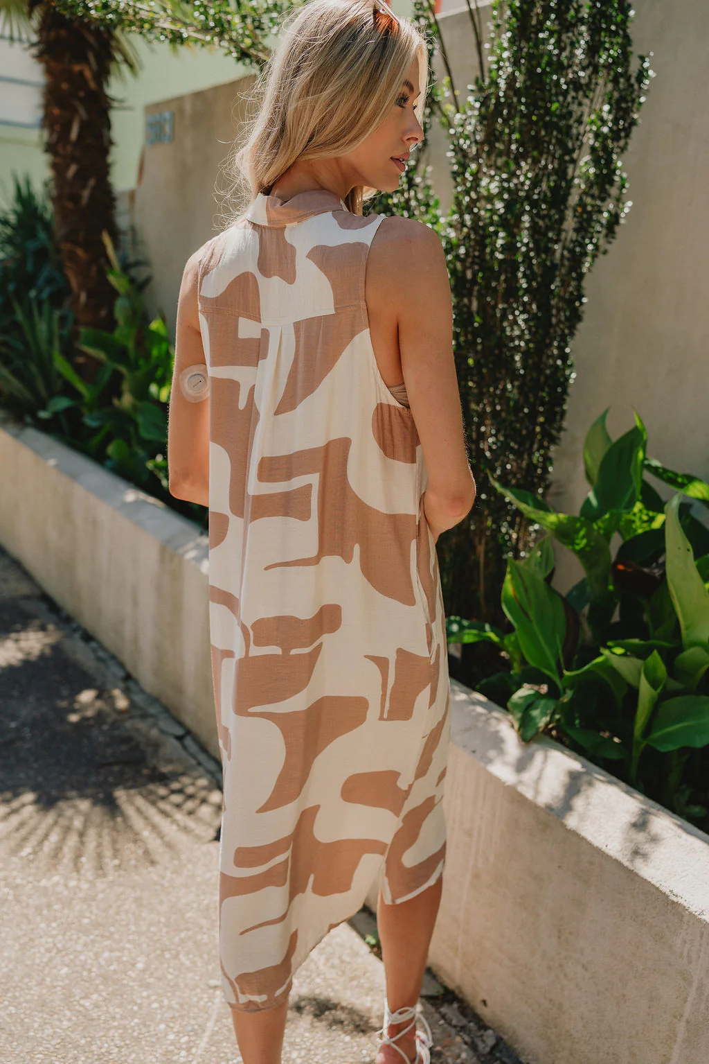 Aurelia Cream & Brown Printed Midi Dress - Image 6