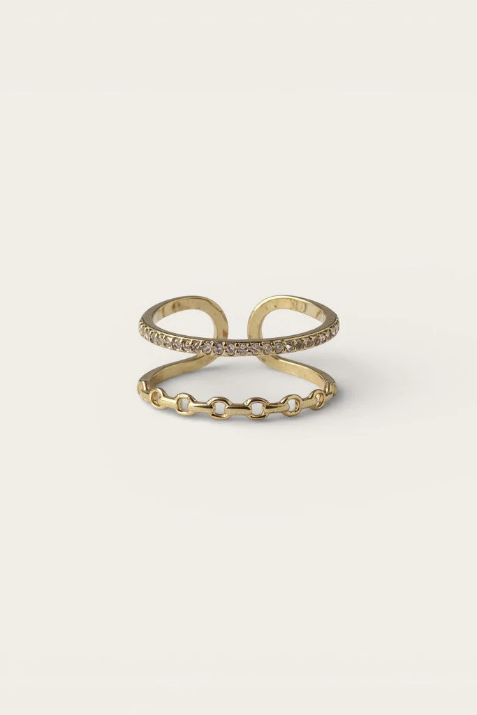 Aurora Gold & Rhinestone Ring - Image 2