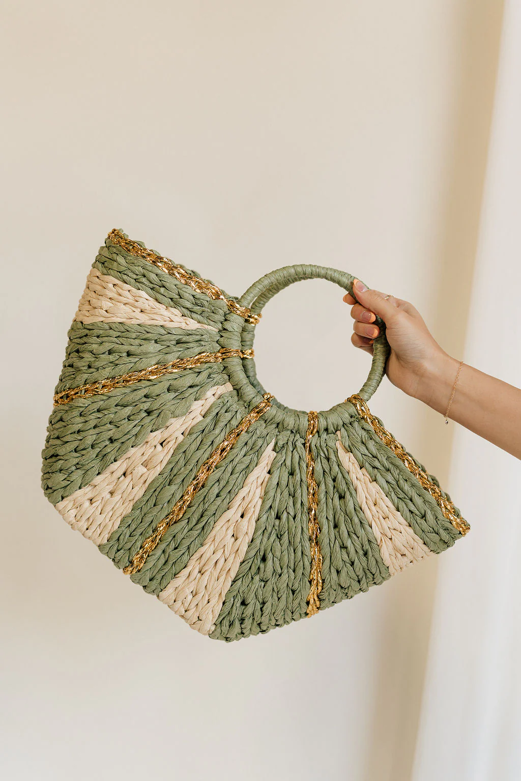 Aurora Olive & Natural Woven Tote - Image 10