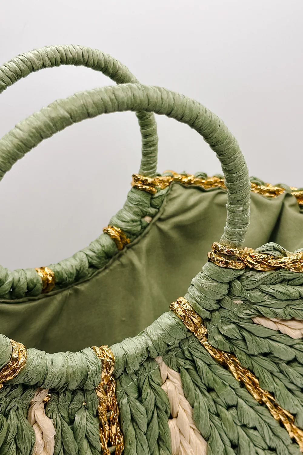 Aurora Olive & Natural Woven Tote - Image 2