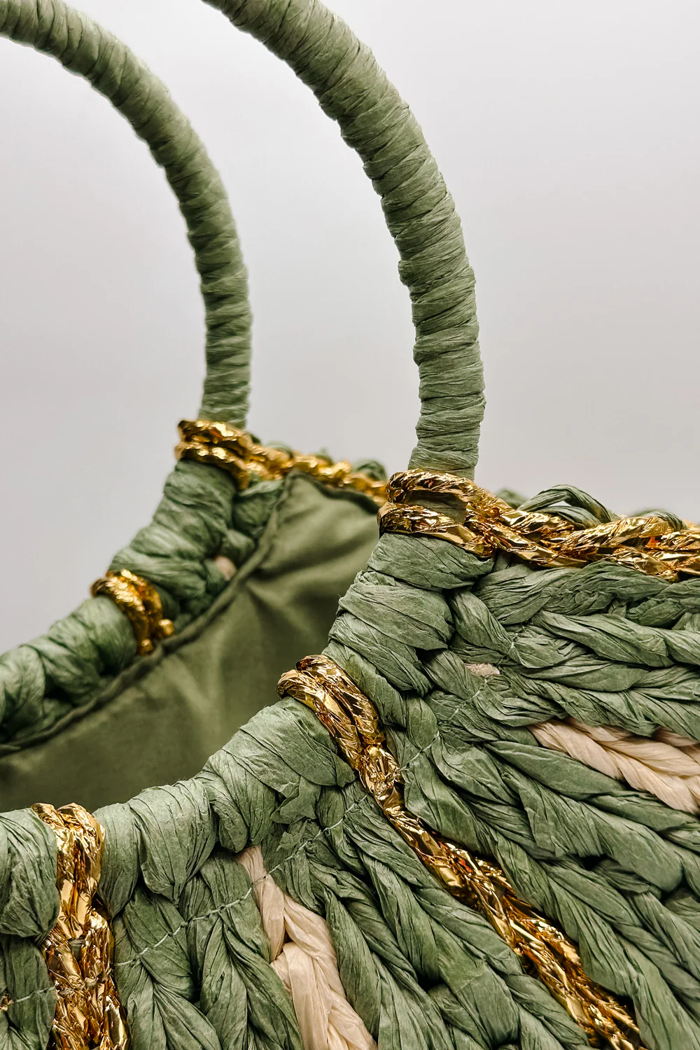 Aurora Olive & Natural Woven Tote - Image 7
