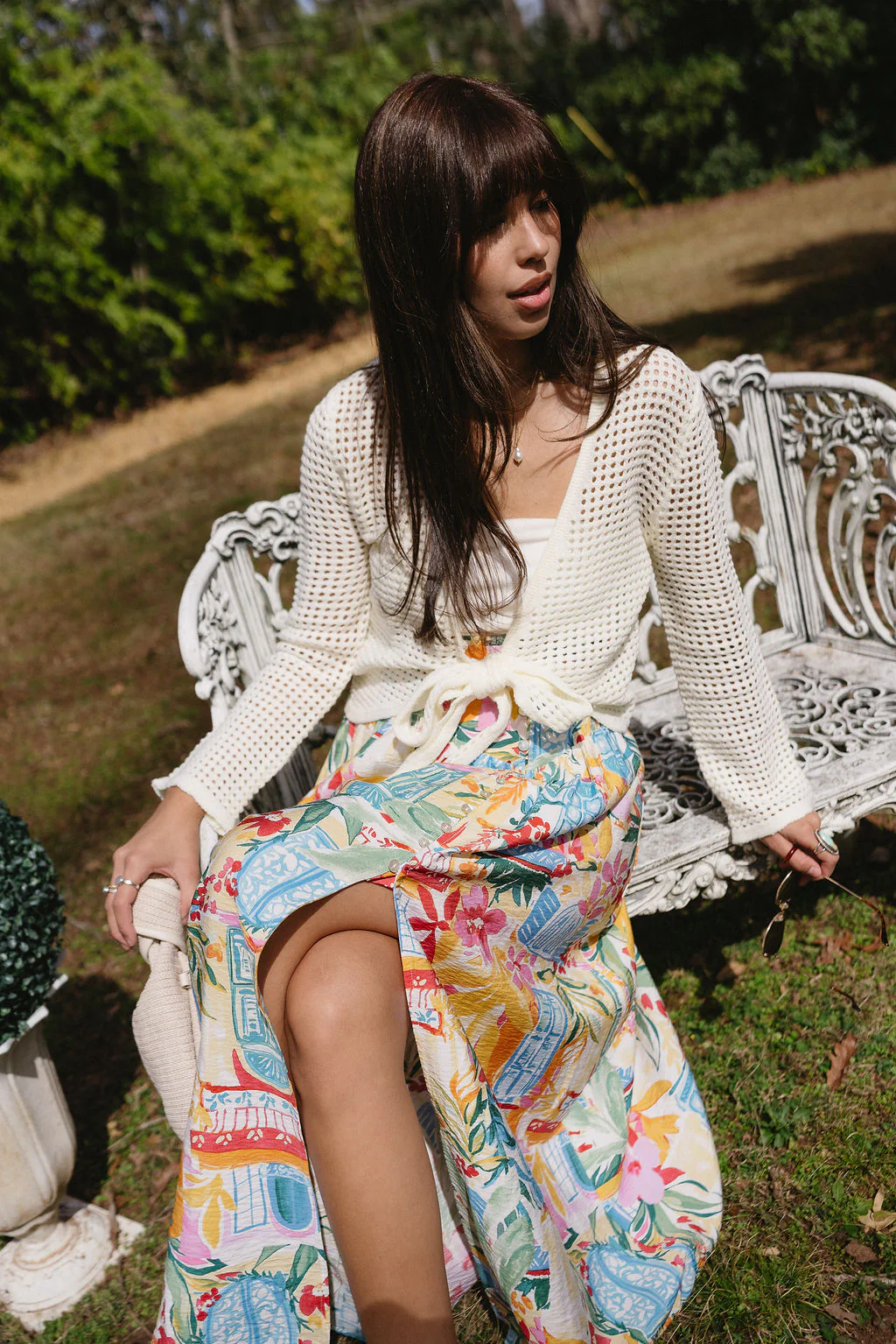 Aurora White Multi Button-Up Maxi Skirt
