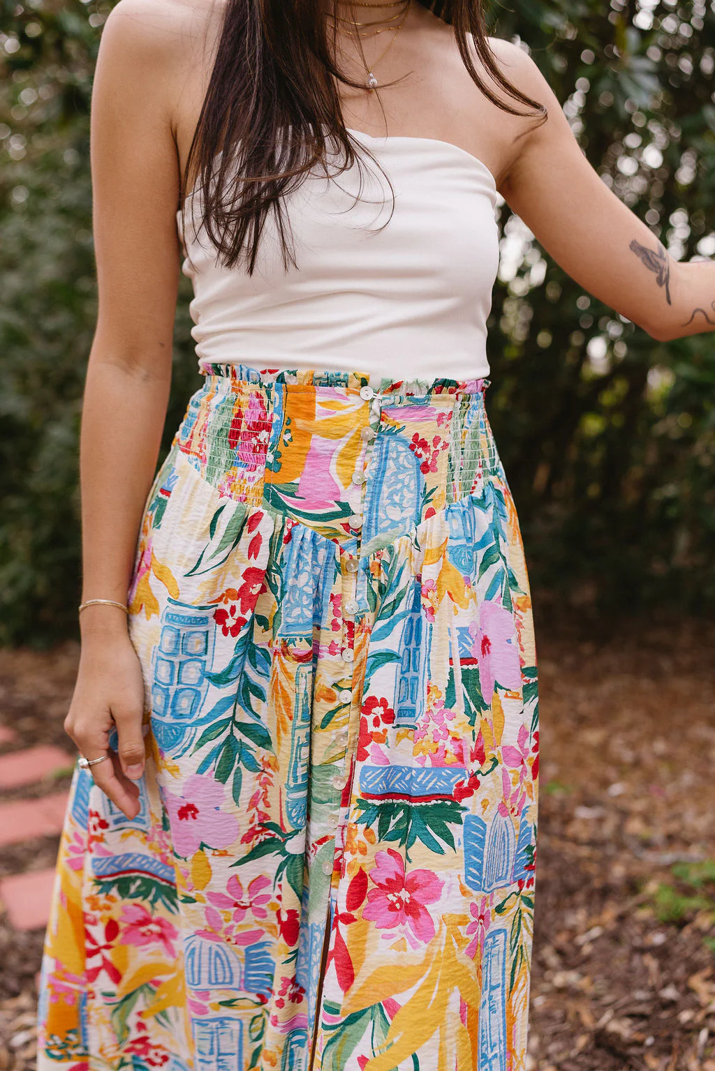 Aurora White Multi Button-Up Maxi Skirt - Image 3