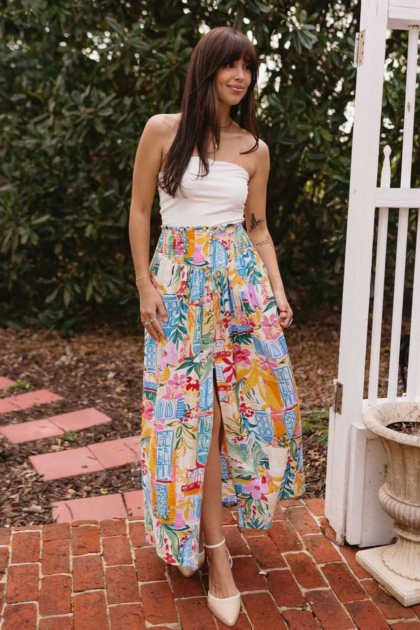 Aurora White Multi Button-Up Maxi Skirt - Image 6