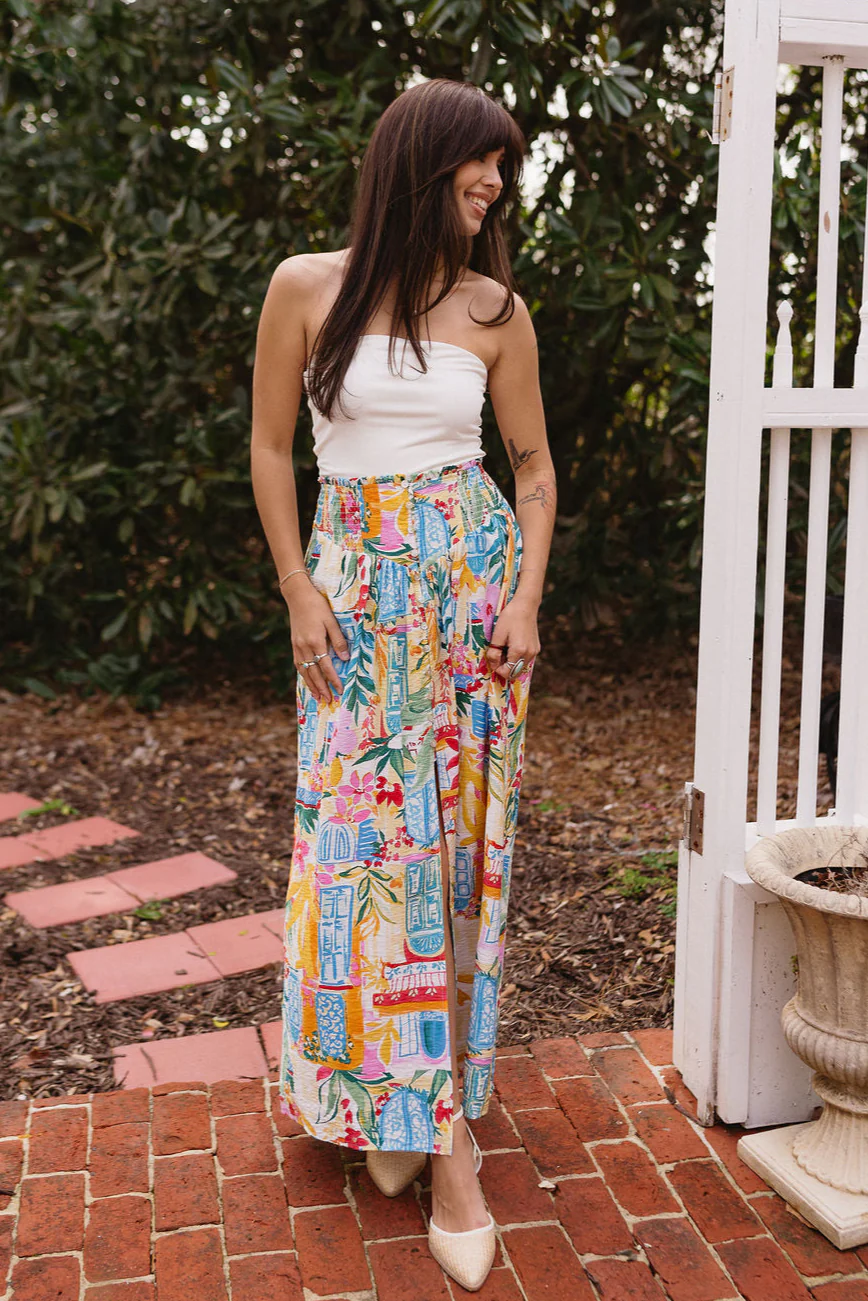 Aurora White Multi Button-Up Maxi Skirt - Image 7