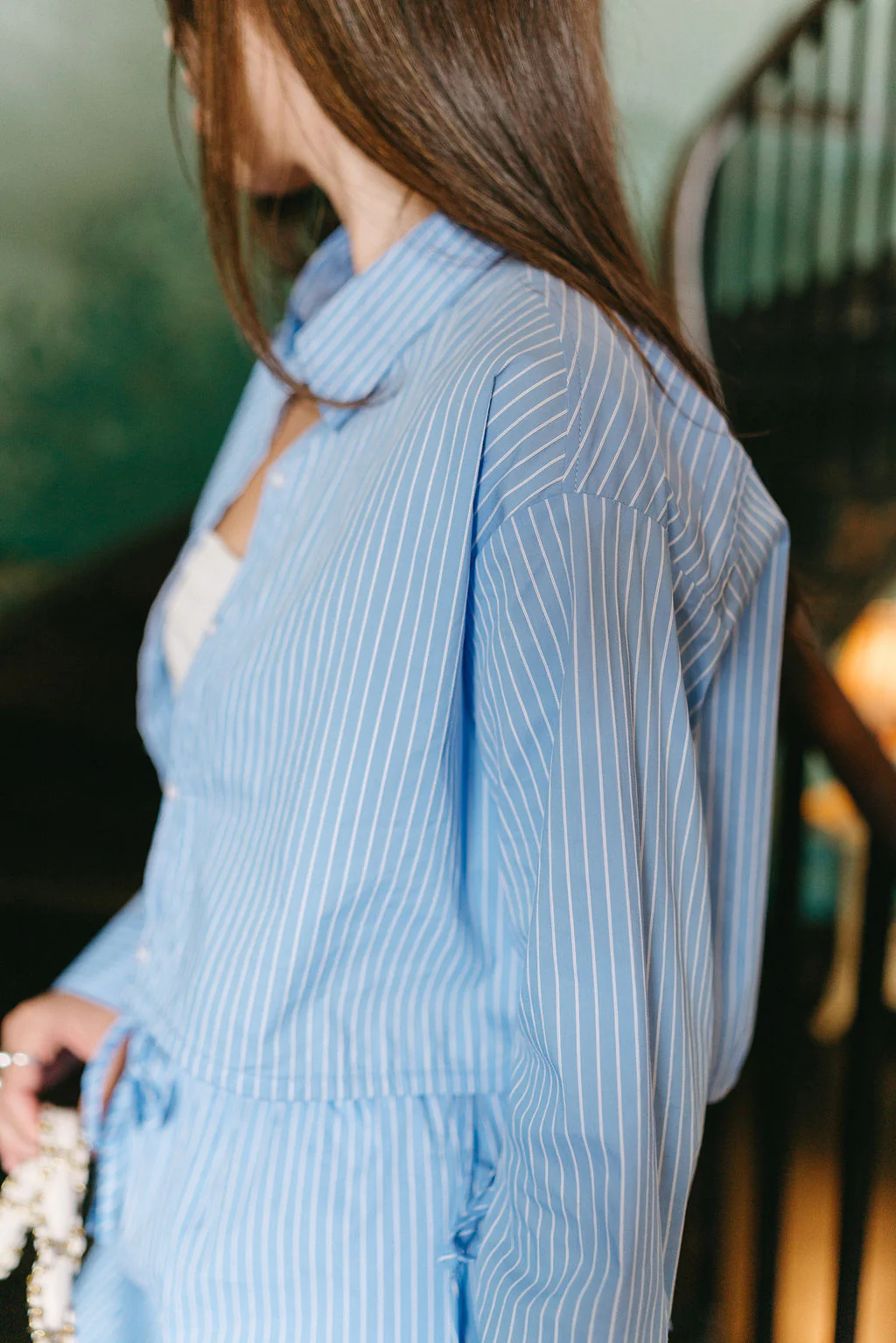 Ava Blue Stripe Button-Up Top - Image 3