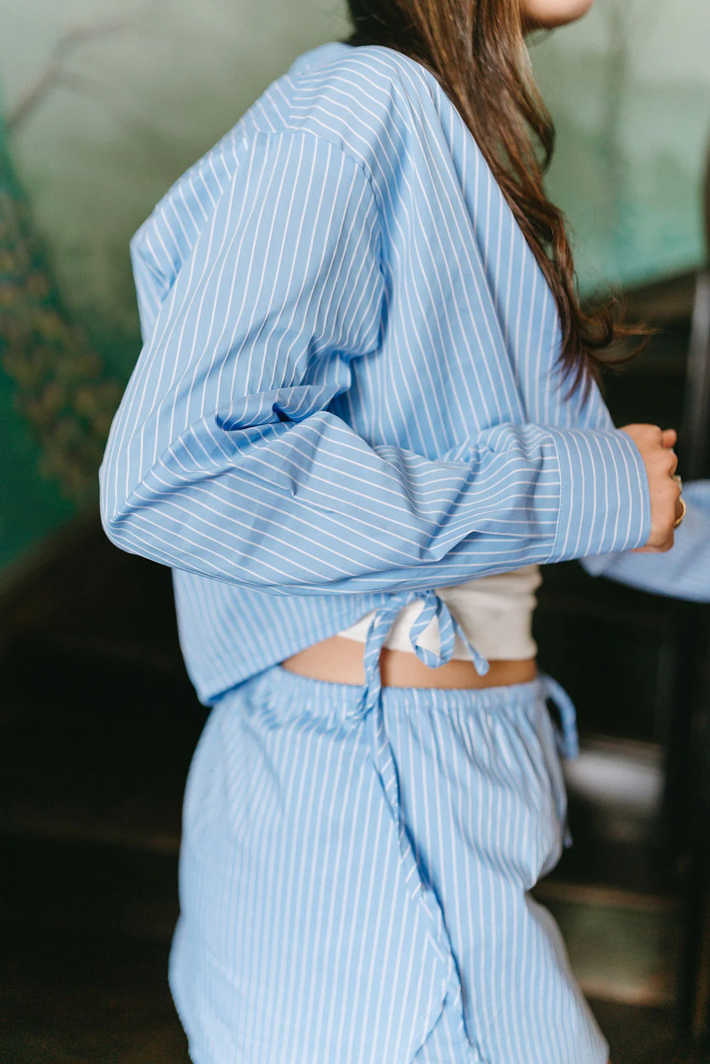 Ava Blue Stripe Button-Up Top - Image 4