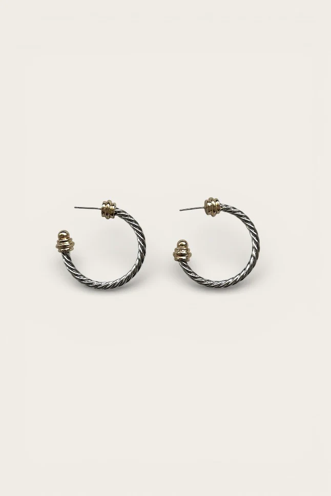 Averie Mixed Metal Twisted Hoop Earrings