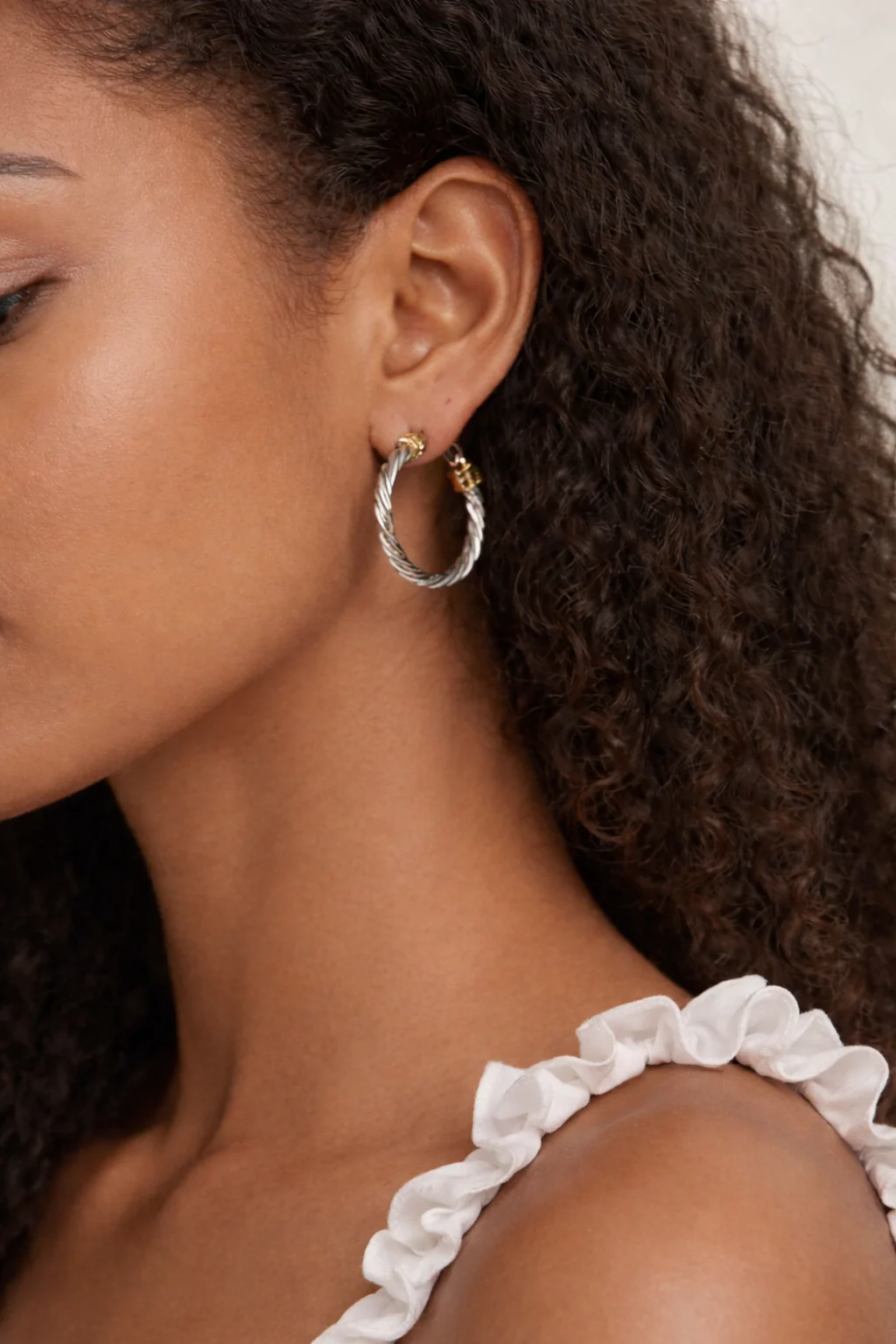 Averie Mixed Metal Twisted Hoop Earrings - Image 2