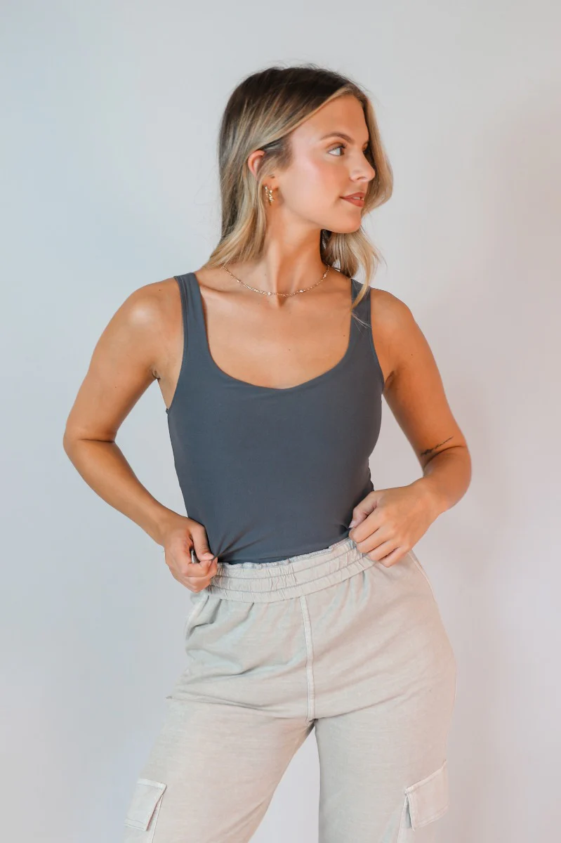 Avery Charcoal Grey Sleeveless Bodysuit