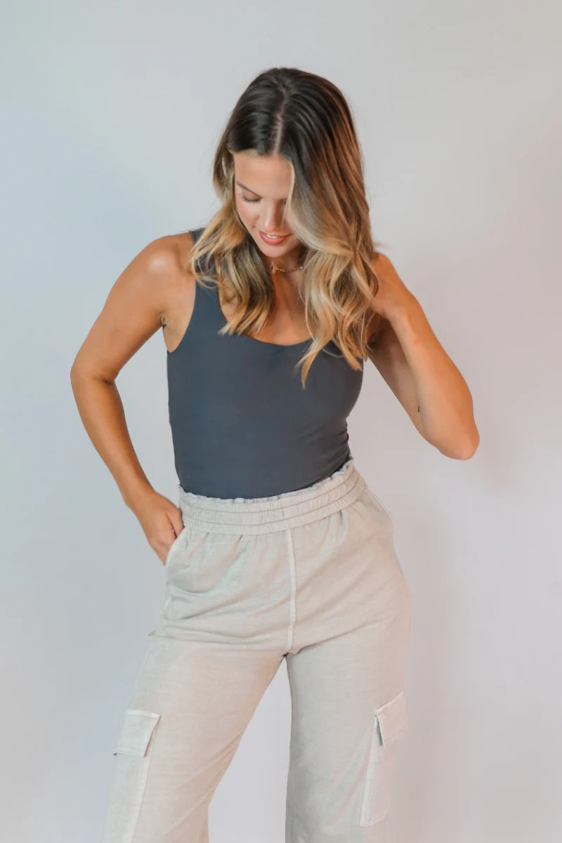 Avery Charcoal Grey Sleeveless Bodysuit - Image 3